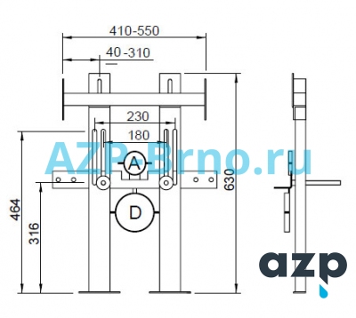 Консоль крепления подвесного унитаза в гипсокартонные стенки KZS 1 AZP Brno Чехия (фото, схема) Консоль крепления подвесного унитаза в гипсокартонные стенки KZS 1 AZP Brno Чехия (фото, схема)